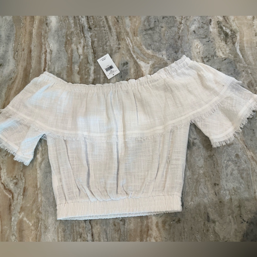 NWT Women’s HYFVEOff The Shoulder Linen Blend White Top- Size Small. - Picture 6 of 6